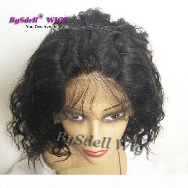 

natural black water beach curly wave virgin human hair lace front wig 8a brazilian human hair glueless lace front wig with baby hair, Black;brown