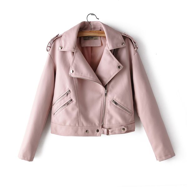 

2021 new new fashions lapel plutonium female leather jacket h00273, Black