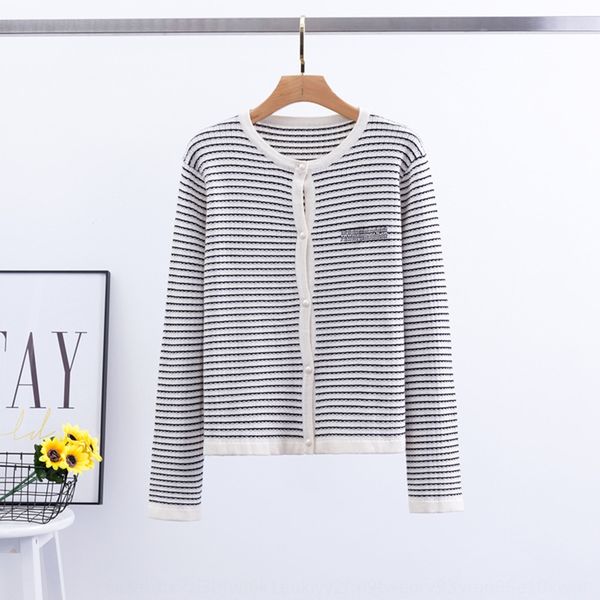 

knitted cardigan women's spring and autumn loose long sleeve shawl with foreign style striped round neck soft waxy sweater and thick co, White;black