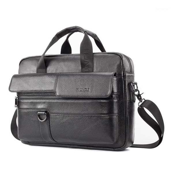 

pi uncle leather men's retro briefcase messenger bag large capacity handbag business casual1
