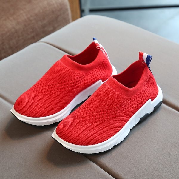 

ulknn kids sneakers running children shoes boys sport shoes girls breathable knit socks sneakers outdoors soft casual shoe y200103, Black;red