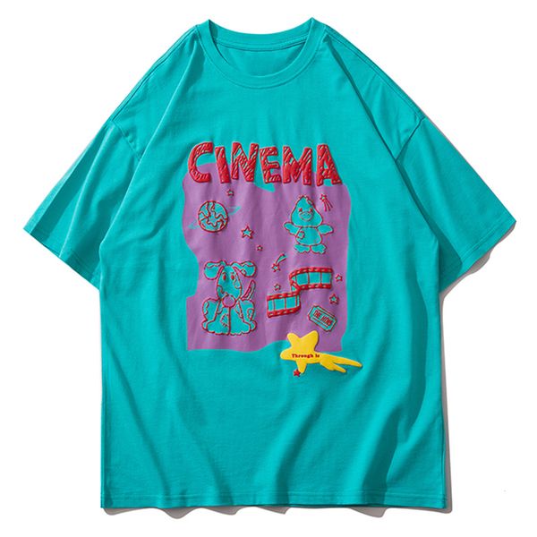 

new hip hop t-shirt men streetwear cartoon animals print harajuku tshirts 2021 summer casual cotton loose short sleeve shirts 2329, White;black