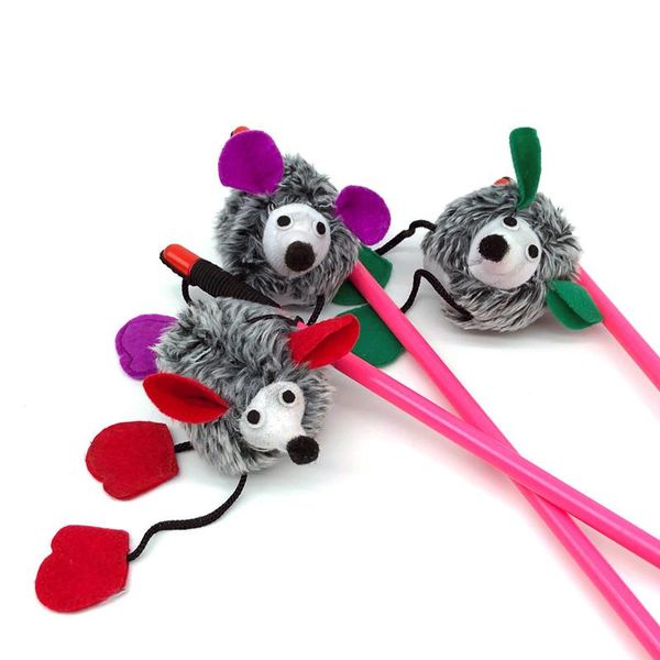 

pet cat toys false rat bouncy vocal mouse funny cat stick plush mouse interactive funny teaser wand toys training kitten toy