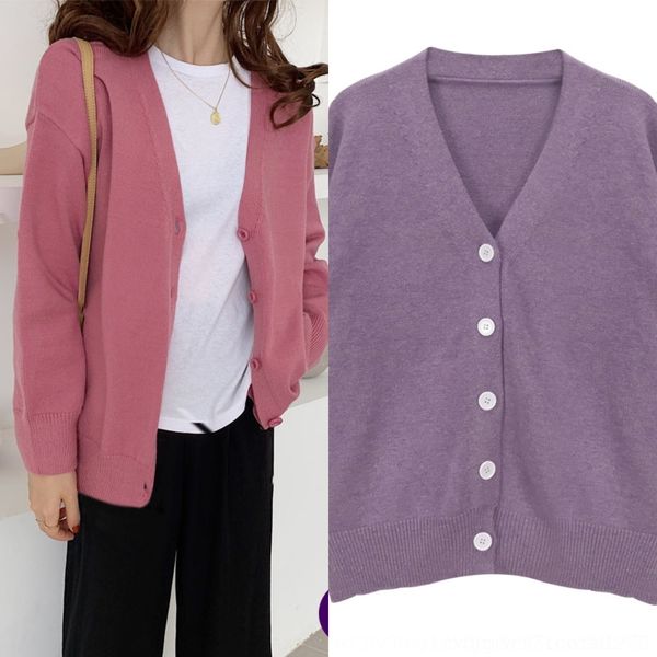 

nzx5s autumn coat 2020 coat sweater korean new purple versatile fashion loose lazy wind winter soft knitting cardigan sweater woman 7ixhx, White;black