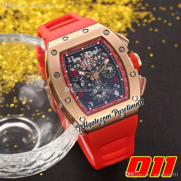 

2022 a21j automatic mens watch rose gold skeleton dial big date red rubber strap 7 styles sports watches wristwatches puretime01 011-rge5, Slivery;brown