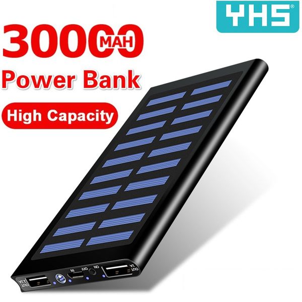 

solar 30000mah power bank внешняя батарея 2 usb водить powerbank портативный мобильный телефон солнечное зарядное устройство для xiaomi mi i