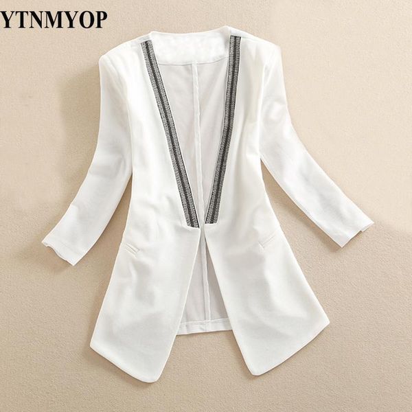 

ytnmyop spring and summer women blazer high street fashion patchwork suit coat half sleeve female white blazers, White;black
