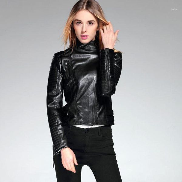 

high end autumn women black pu leather coat casual slim soft motorcycle locomotive leather cool jacket trend1