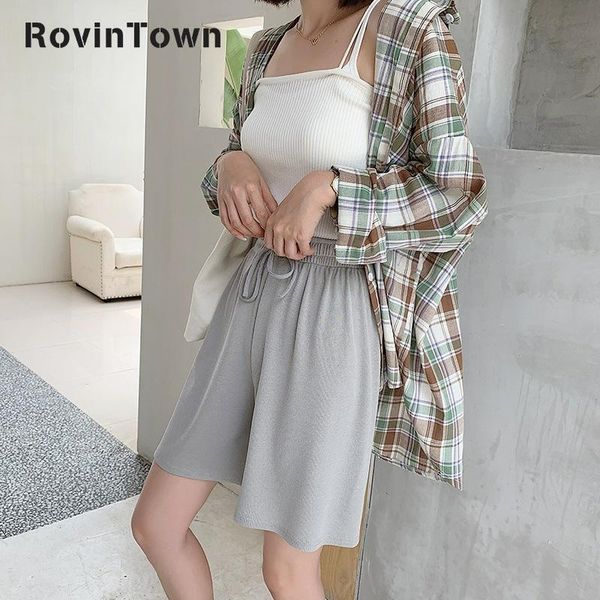 

summer wide leg loose straight solid color shorts casual high waist lace-up wide leg shorts feminino korean style ing, White;black