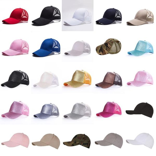 

2020 горячие продажи блеск хвостик бейсболка регулируемая snapback cap папа шляпы для женщин шапки грязный bun спорт hip hop mesh hat wmtobb
