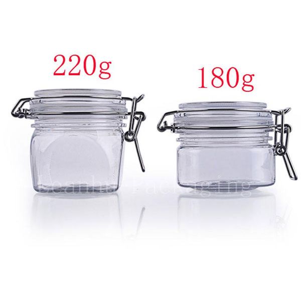 

180g 220g square skin care cosmetic tin clip cap clear cream bottle pot containers storage,shampoo container pet plastic box