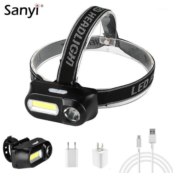 

dual switch mini xpe+cob led headlamp usb rechargeable headlight outdoor bicycle fishing head built-in 18650 battery1