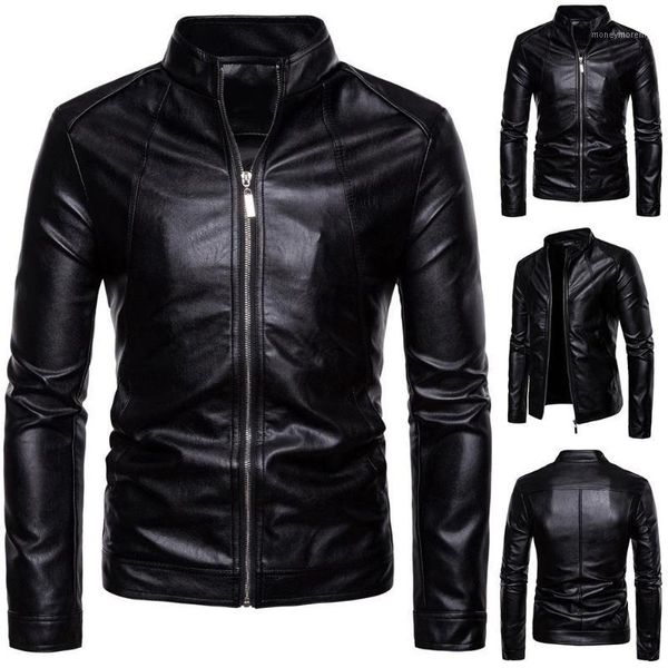 

men's jackets men s-lim jacket fashion solid color motorcycle winter chaqueta hombre windproof black leather kurtka 1, Black;brown