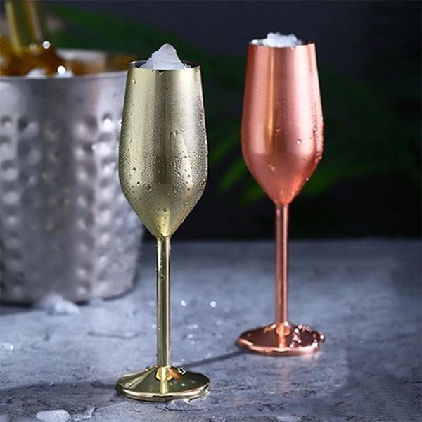 

a-stainless steel goblet champagne 220ml/7oz 500ml/16oz silver/gold/rose gold wine glasses iia506