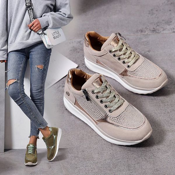 

women shoes gold sneakers zipper platform trainers women shoes casual lace-up tenis feminino zapatos de mujer womens sneakers c1103, Black;white