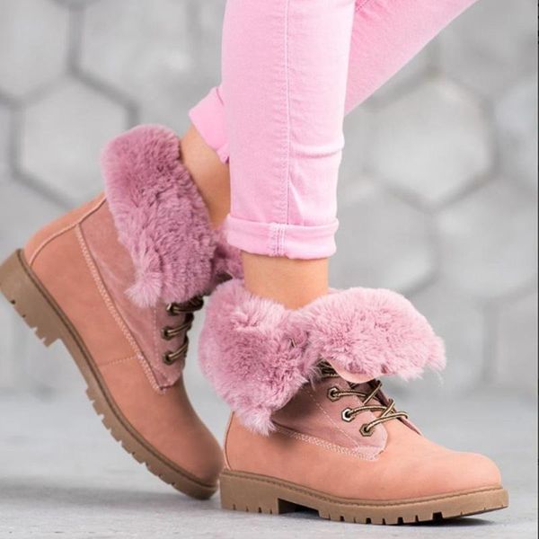 

boots brand ins ladies chunky heels woman fashion winter warm fur snow women 2021 casual shoes botas mujer, Black