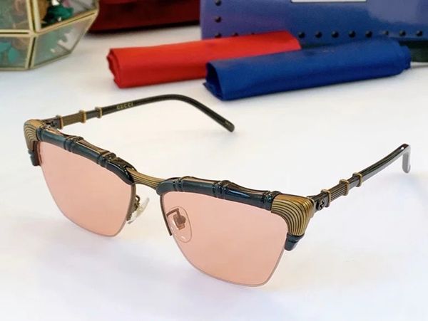 

2021 woman sunglasses fashion designer woman sunglasses metal frame bamboo structure half frame uv400 sunglasses gg0660, White;black