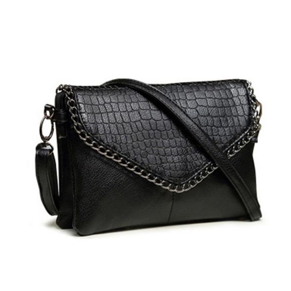 

bolsa feminina women bag black crocodile pattern clutch bag shoulder messenger ladies zipper handbags