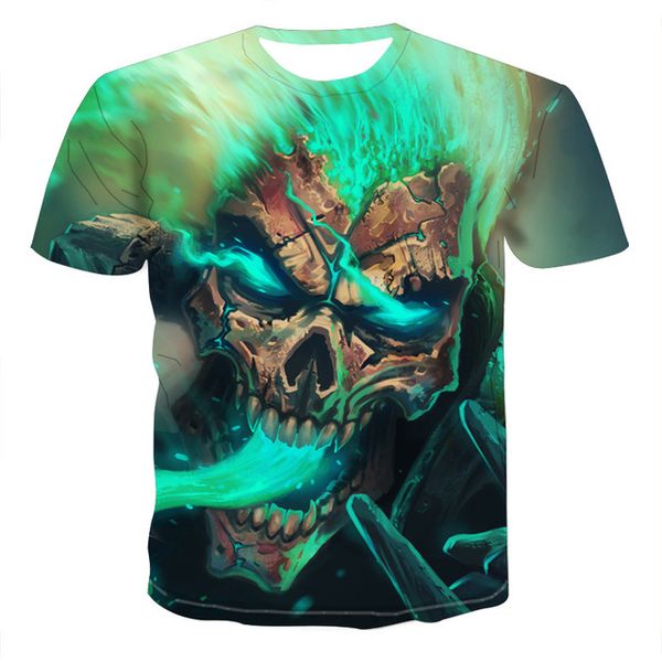 

skull demon theme horror 3d summer boy clothing 3d print shirts graphic graphic graphic men clothing