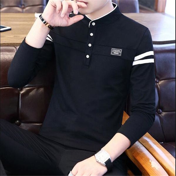 

spring long sleeve autumn cotton winter casual men's polos polo shirt men, White;black