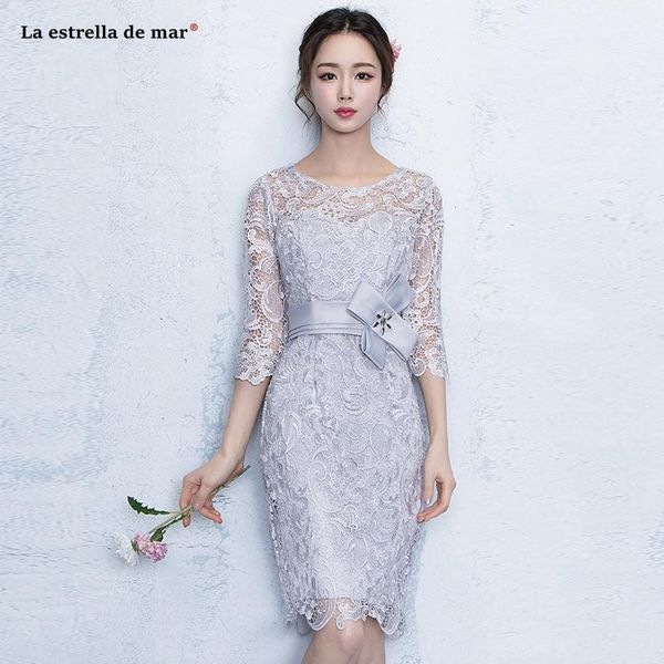 

coctail dress2019 new lace crystal three quarter sleeve silver mermaid cocktail dresses length robe cocktail custom1, White;black