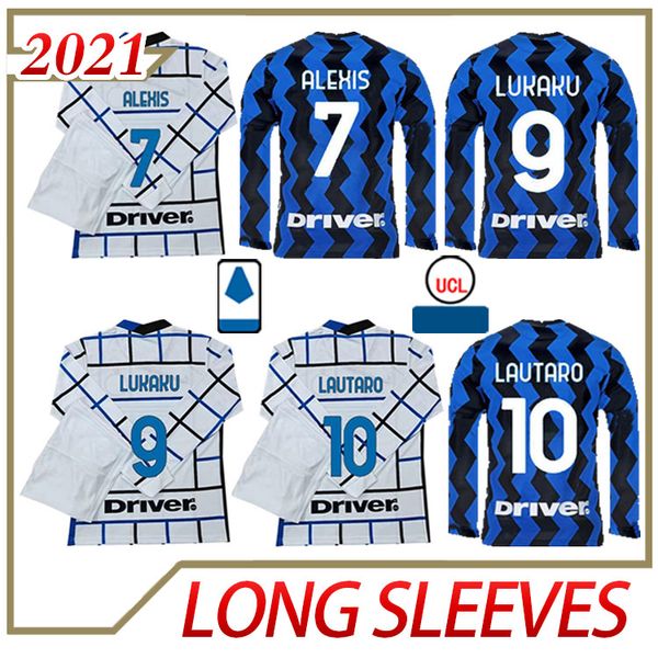 

2021 2022 lukaku lautaro alexis soccer jersey 20 21 milan vidal barella men long sleeves training football shirts, Black;yellow