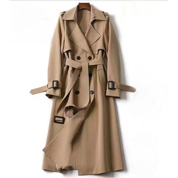 2022 Осенняя высокая мода средней длины уличные женские хаки пальто верхней одежды женские классики Длинные трусики наследие наследие