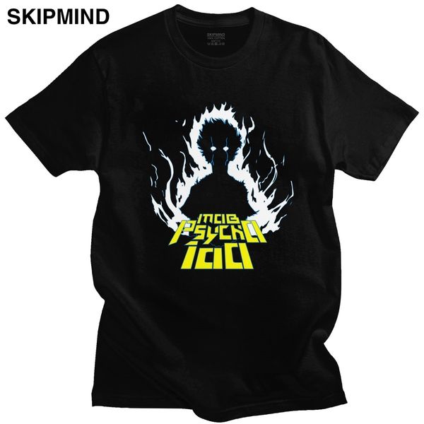 

охладить mob psycho футболка с коротким рукавом manga tee шигео кагеяма майка японского аниме tshirt basic tops мерч спорта с капюшоном hood