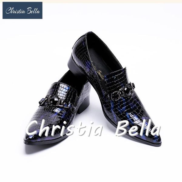 

christia bella new summer style snakeskin genuine leather oxfords men shoes wedding party dress suit shoes men brand designer, Black