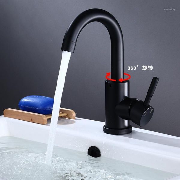 

black 304 stainless steel bottom basin faucet bathroom 360 degree rotating washbasin cold and faucet1