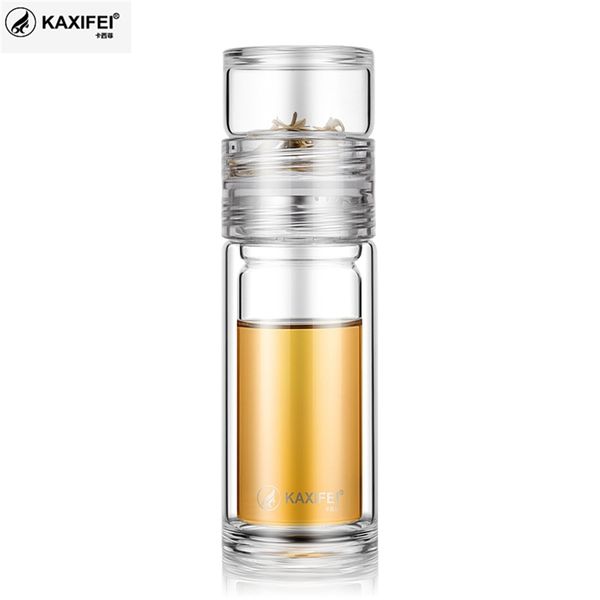 KAXIFEI Business Type Bottiglia d'acqua Bottiglia di vetro con filtro per infusore per tè in acciaio inossidabile Vetro a doppia parete Articoli di spedizione gratuiti 201221