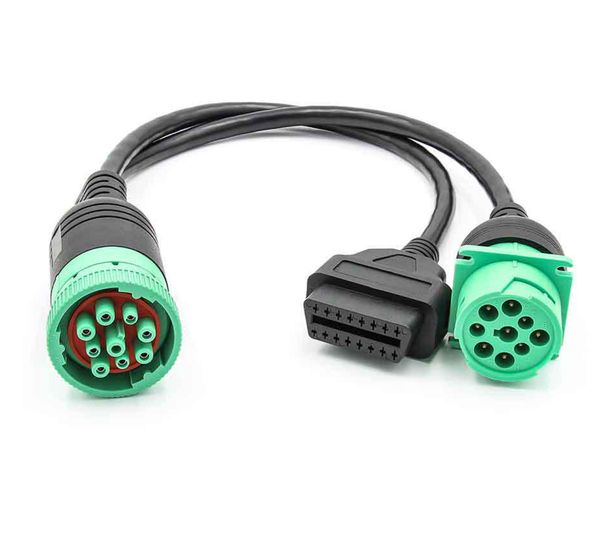 

truck obd1 to obd2 cable adapter converter cable j1939 9pin male car diagnostic tool to obd2 16pin male
