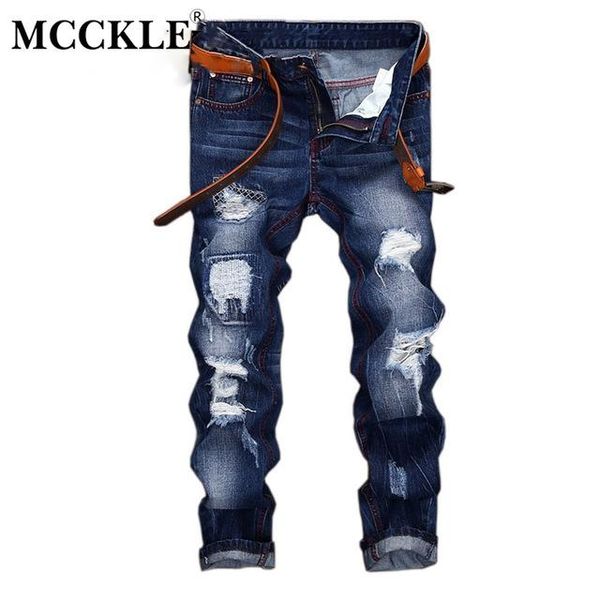 

men's ripped slim fit jeans washed denim jeans high street hip hop blue distressed pants trousers 2020 autumn man streetwear