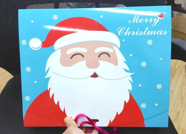 

100pcs christmas gift packaging box,blue envelope shape gift paper box with ribbon.,christmas party favor candy boxes 31x25x8cm