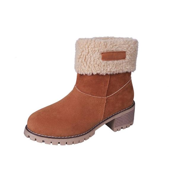 

new women boots winter outdoor keep warm fur boots waterproof women's snow thick heel with round head yyj104, Black