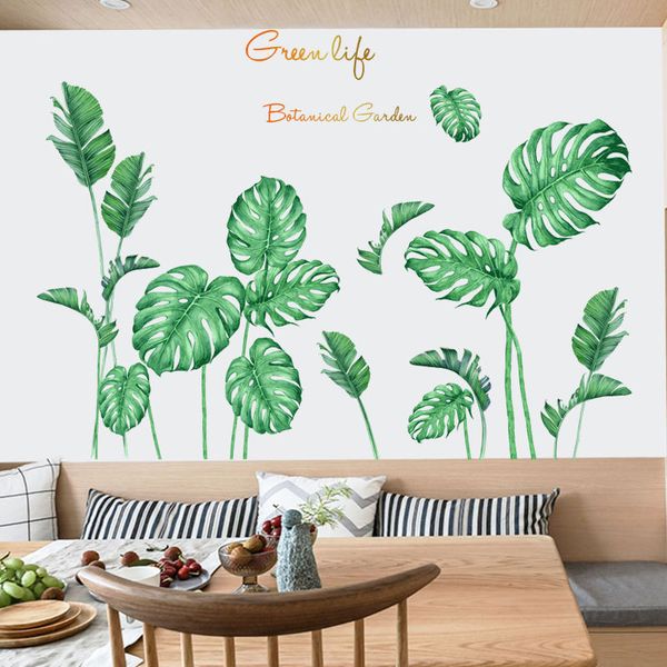 Fundo da parede da planta verde Etiqueta Turtle Tropical Folha Creative Home Living Room Decoração auto-adesivo pintura SP-82072