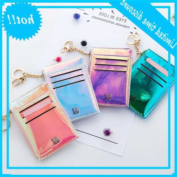 

2020 new mode effen key card multifunctional mini wallets women clutch kisses designer small wallet laser color