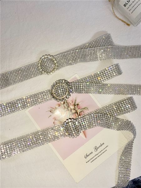 

new ins fashion full plastic belt women's cover luxury bright diamond inlaid heavy industry accessories pvc waist chain, Black;brown