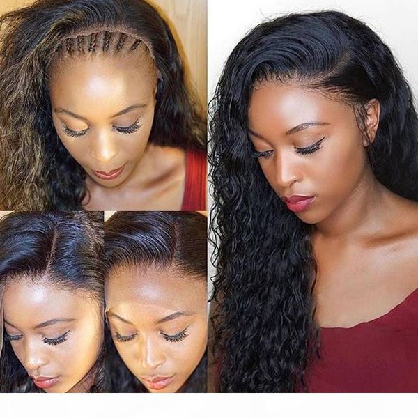 

360 lace wig 180% density curly full lace wig human hair 360 lace frontal wig pre plucked with baby hair, Black