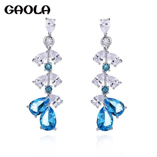 

gaola fascinating multi color cubic zirconia long dangle earrings for women europe style party drop earring jewellery gle7460y, Silver