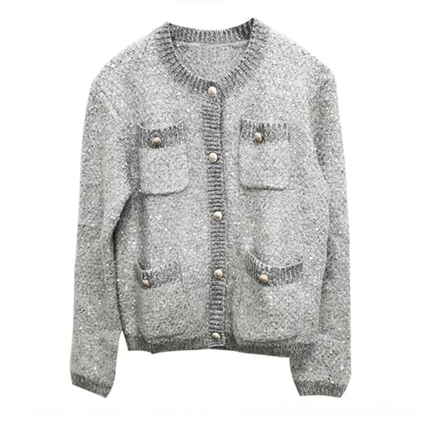 

t0kjh sequin short coat family's new round redlj  fragrance small t-shirt cardigan short coat lady sweet 20487 neck, White;black