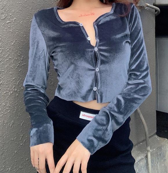 

women's t-shirt women velvet thin cardigan shirts v neck long sleeve solid color fuzzy crop blouse fashion, White