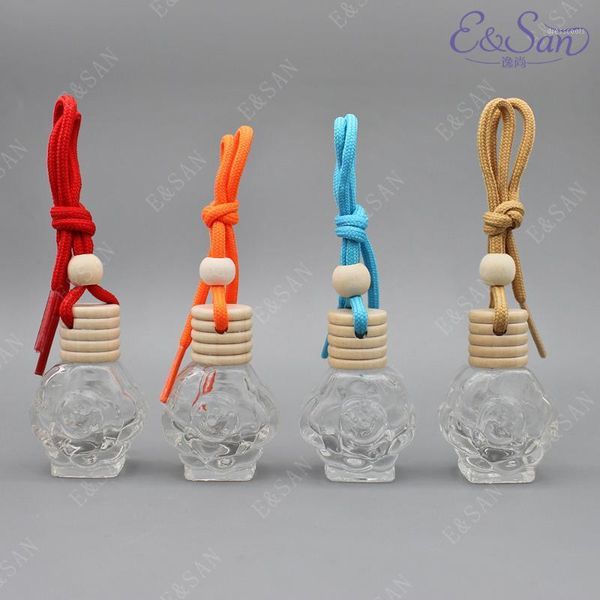 

fm085-10ml rose shape car hanging car glass pendant perfume bottle 100pcs/lot1