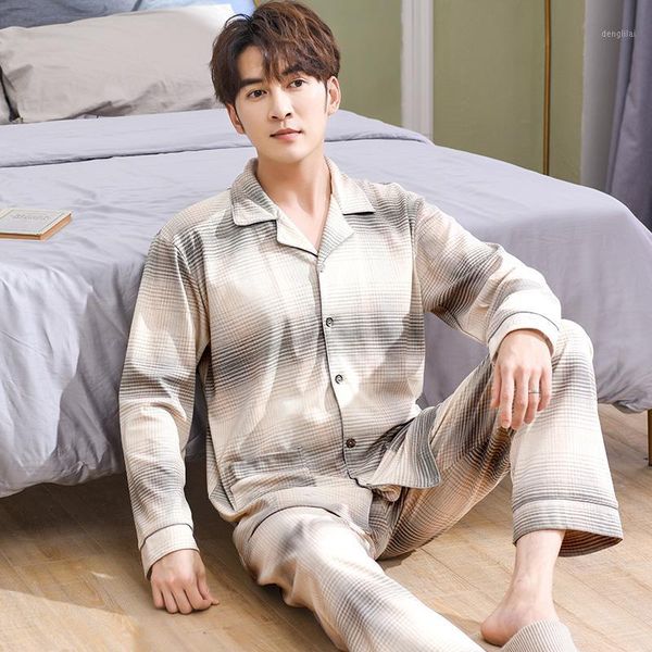 

fashion cardigan pyjamas for man 100% knit cotton casual autumn pajamas sets men sleepwear pijamas hombre pajamers for men1, Black;brown