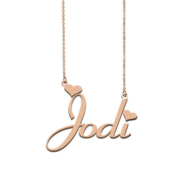 Ожерелья с именем Джоди, кулон на заказ, персонализированный для женщин, девочек, детей, лучших друзей, подарки для матерей, позолоченная нержавеющая сталь 18 карат