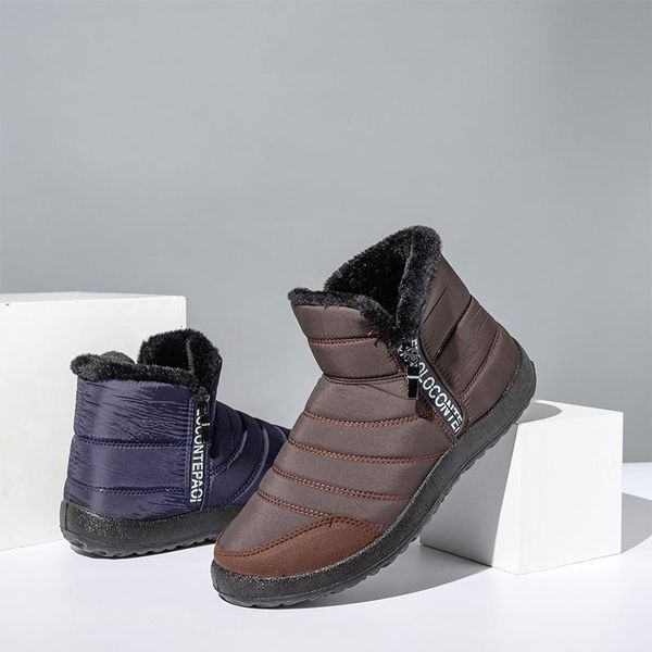 

women boots 2020 new winter snow boots female warm fur ankle for women shoes wedge heel winter zipper botas mujer, Black