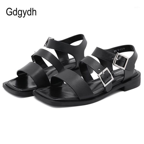 

gdgydh 2020 summer female sandals pregnant woman comfortable low heels sandals square toe wide loose mother ladies shoes black1, Black