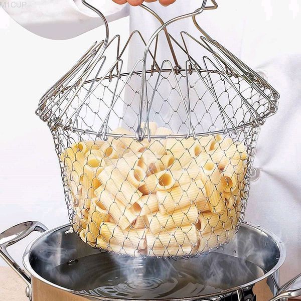 

foldable steam basket, multifunctional magic mesh washing net, kitchen utensils
