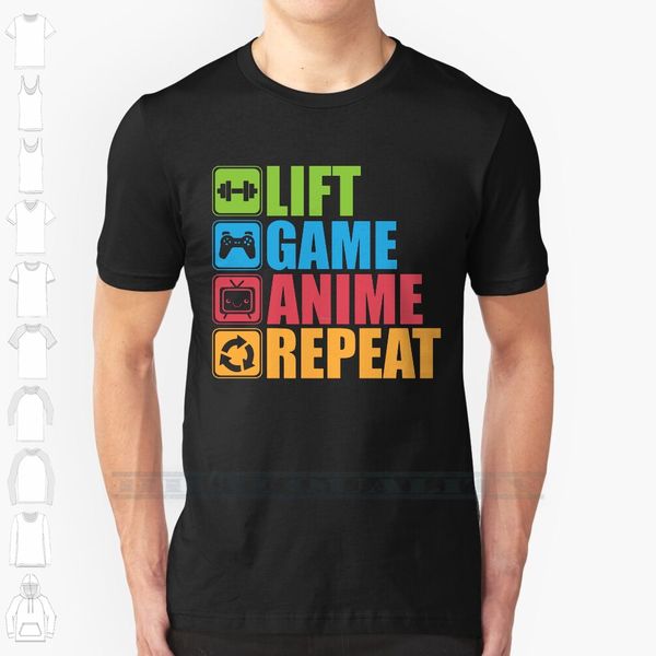

lift , game , anime , repeat - icon pictogram custom design print for men new cool tee t shirt big sport hooded sweatshirt hoodie