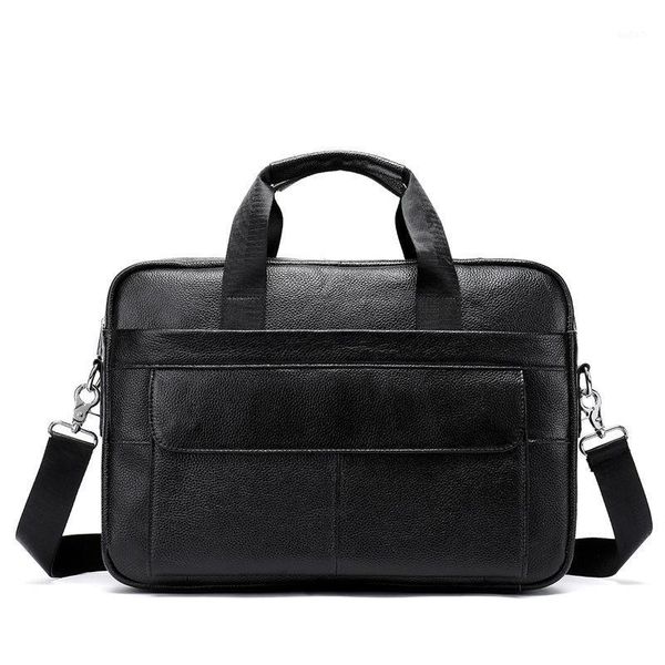 

briefcases luxury 100% cow genuine leather business men's briefcase vintage male shoulder bag men messenger tote computer handbag1